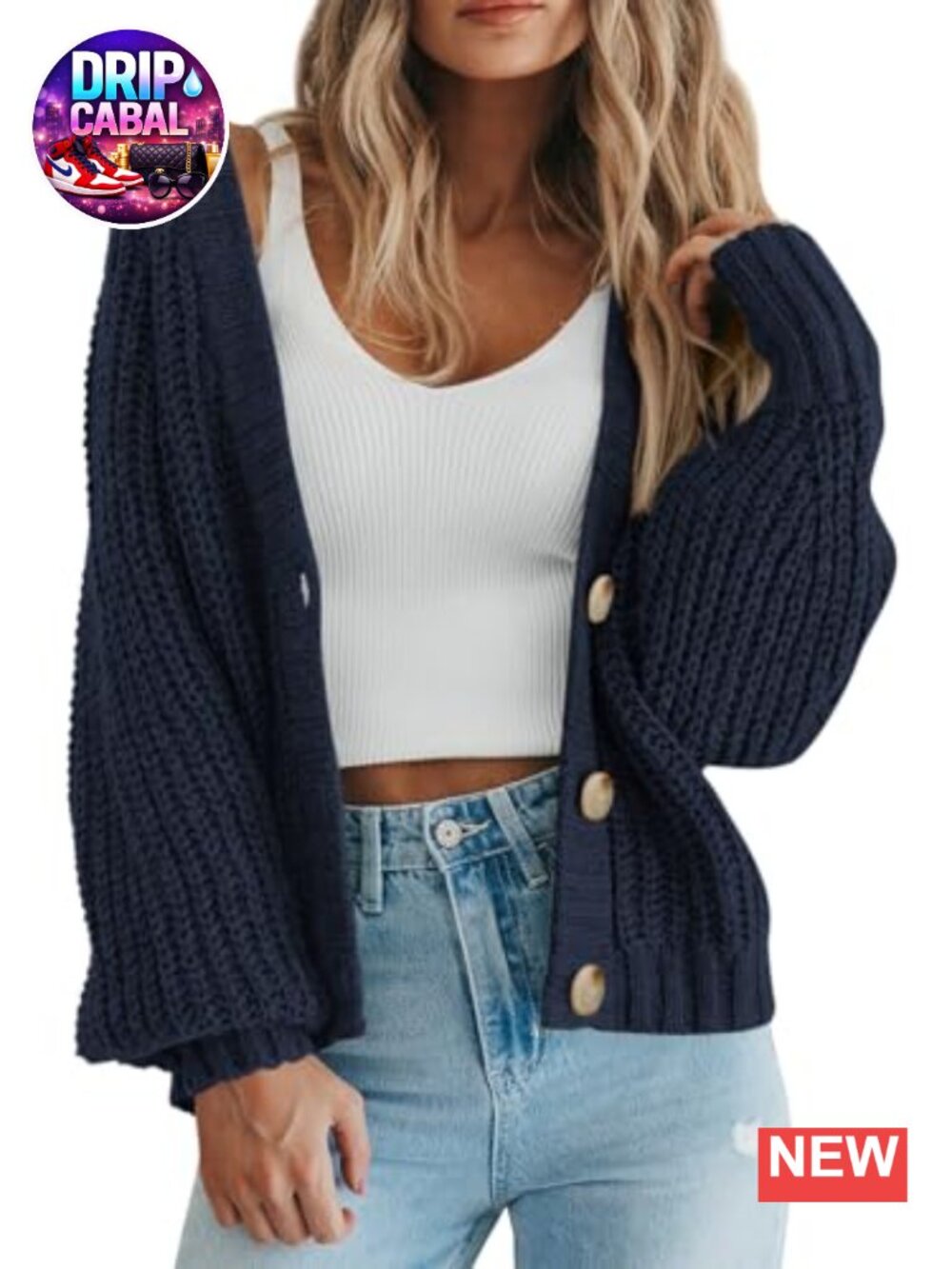 Chunky Knit Cardigan Open Front Long Sleeve V-Neck Loose Oversized Sweater